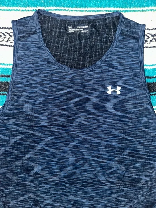 Under Armour Men's Fitted Stretchy Tank in Blue - Picture 3 of 5